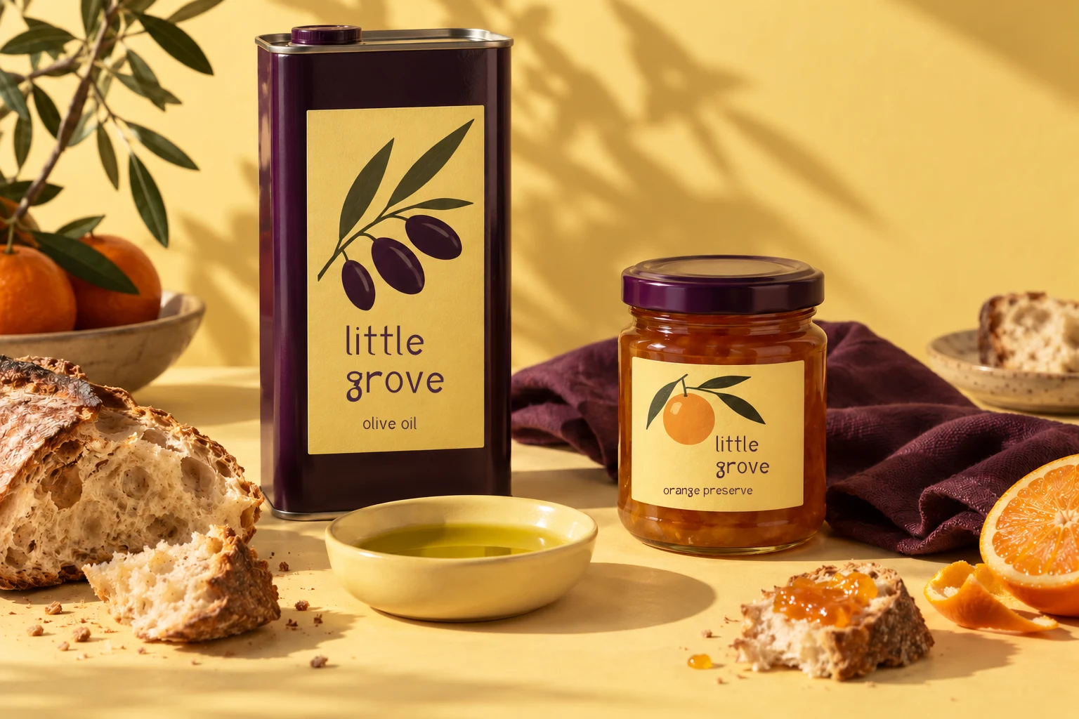 little grove: fictional pantry packaging set in Signurio Sans