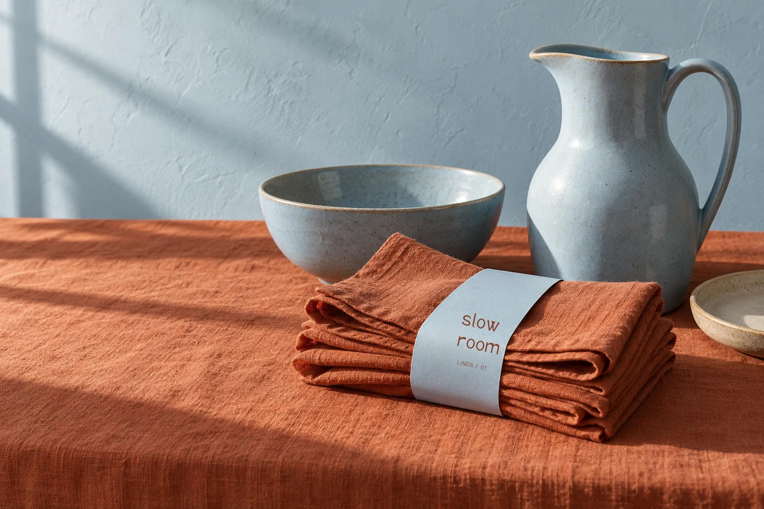 slow room: fictional homeware packaging set in Signurio Sans